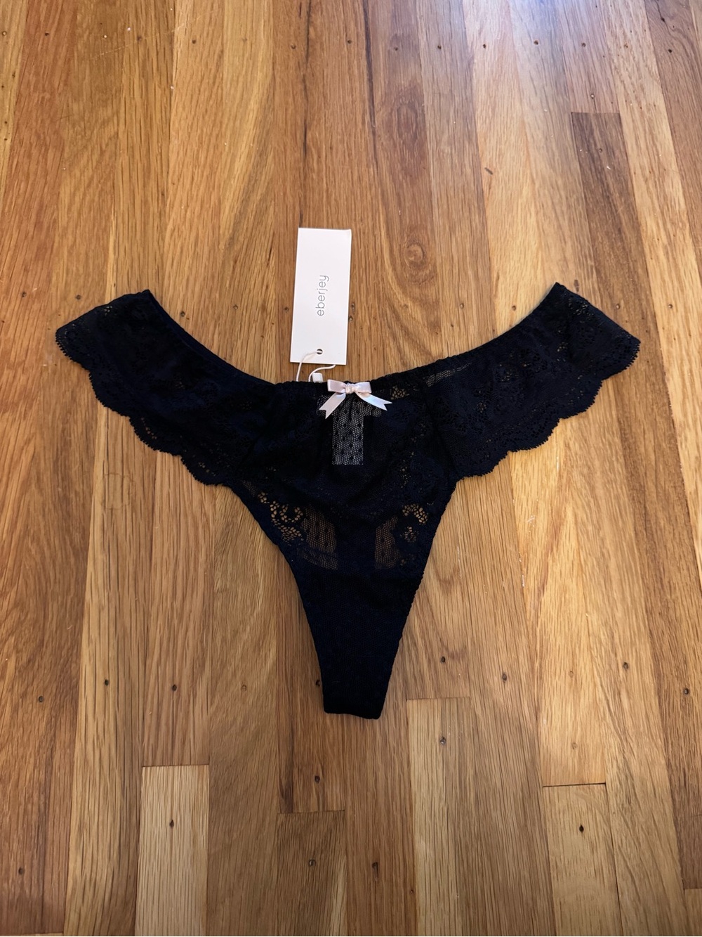 Eberjey Black Lace Thong NWT